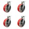 Service Caster 12'' Heavy Duty Red Poly on Cast Iron Swivel Caster Set with 2 Swivel Locks, 4PK CRAN-SCC-KP92S1230-PUR-RS-BSL-2-S-2 - alternate 1